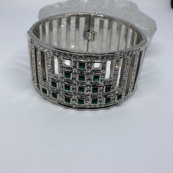 Vintage style art deco look cocktail statement bracelet sparkling rhinestones - Picture 3 of 5